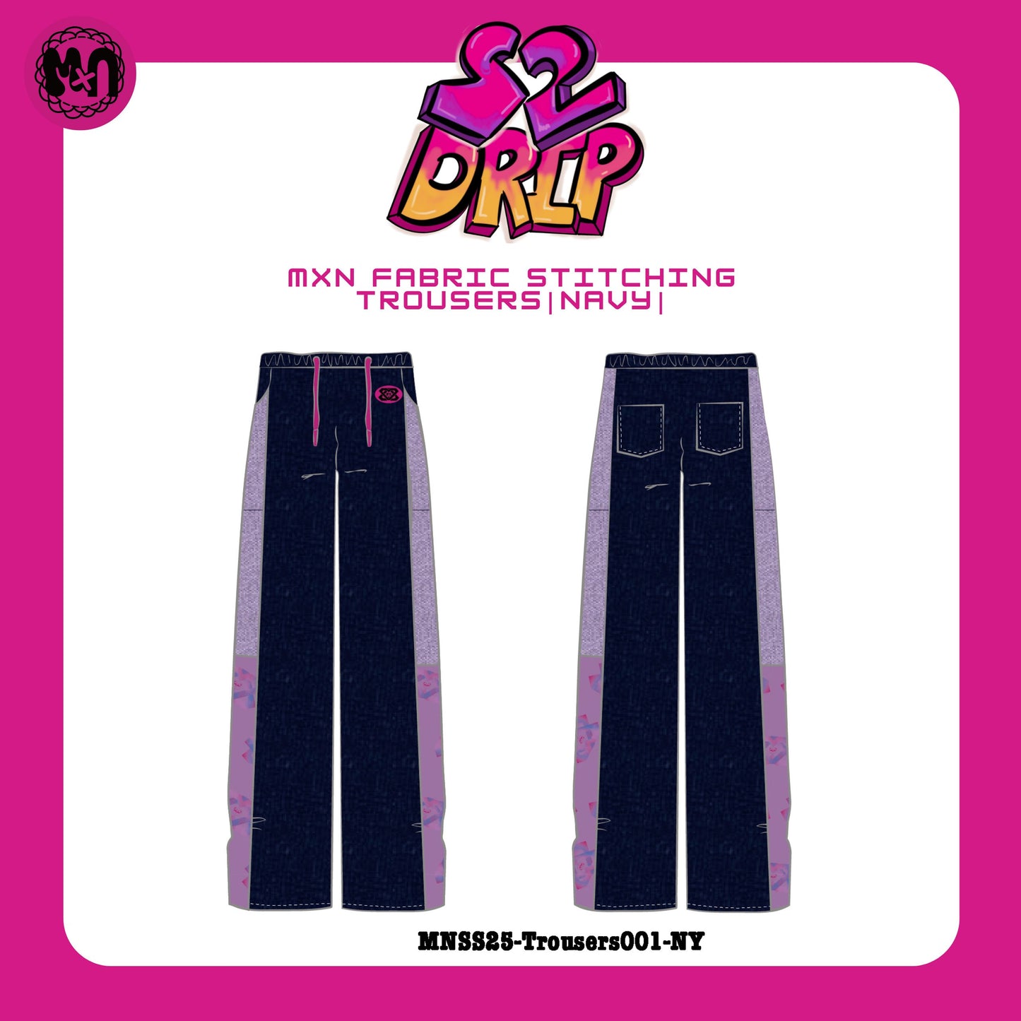 MxN fabric stitching Trousers|Navy|