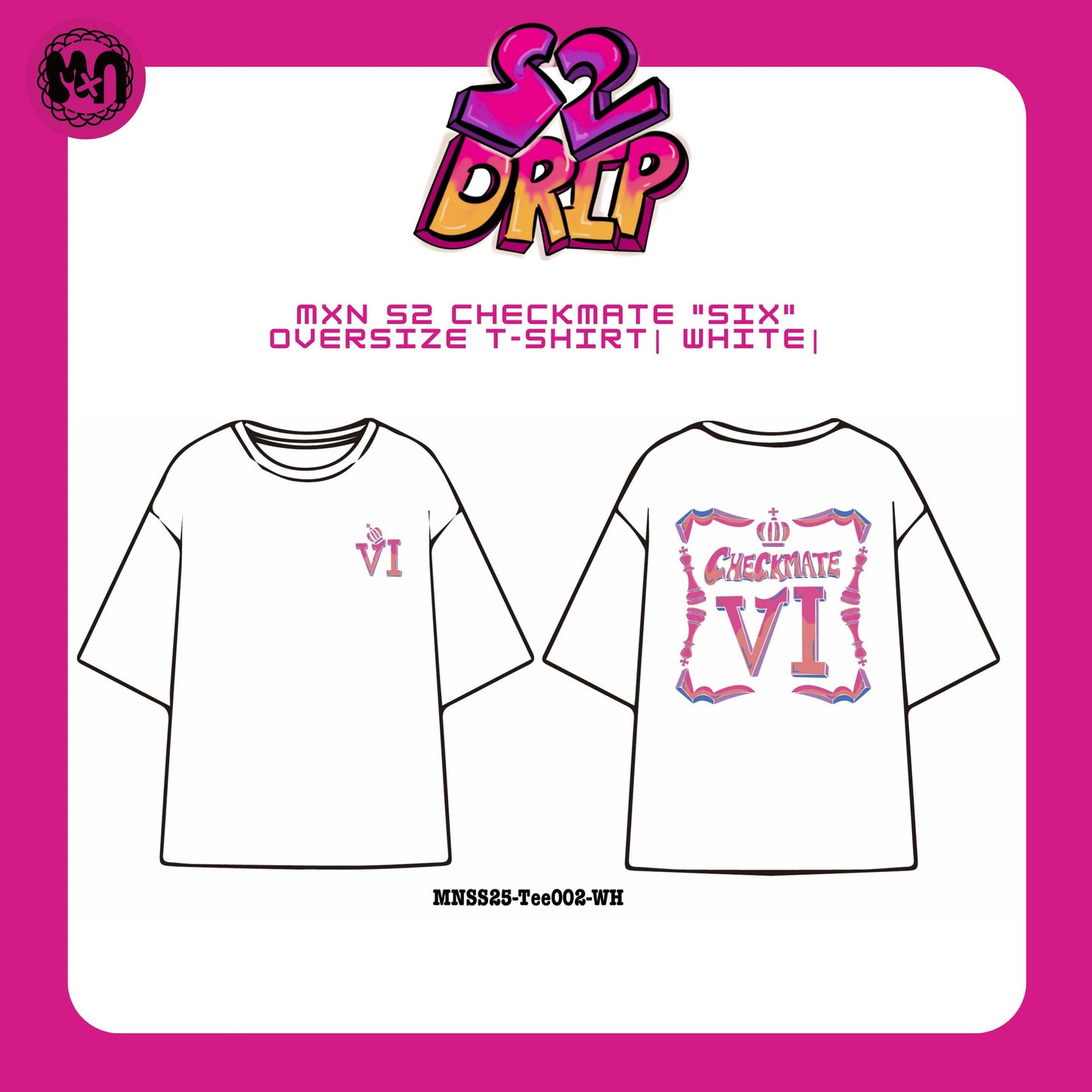 MxN S2 Checkmate "Six" Oversize T-shirt| White|