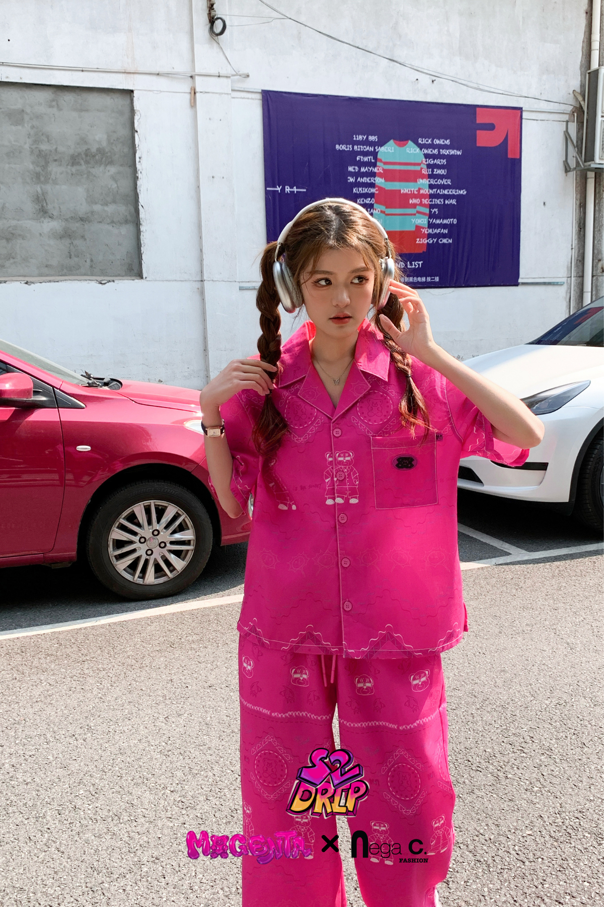 MxN S2 Magenta Bear Shirt + Trousers Set| Magenta|