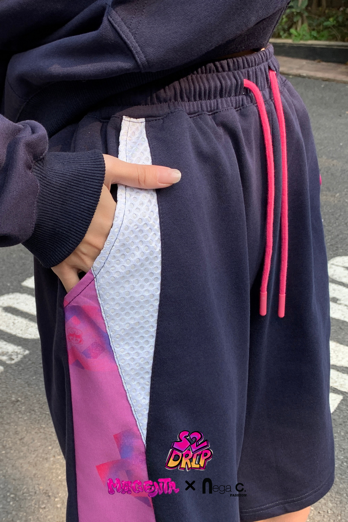 MxN fabric stitching Shorts|Navy|