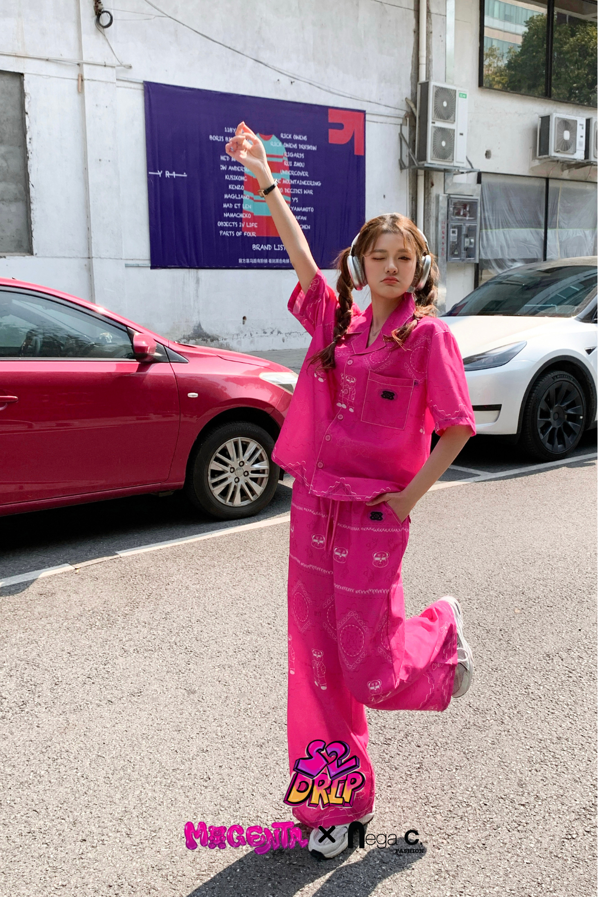 MxN S2 Magenta Bear Shirt + Trousers Set| Magenta|