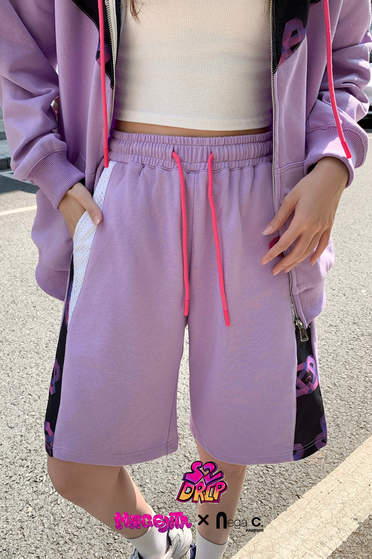 MxN fabric stitching Shorts|Purple|