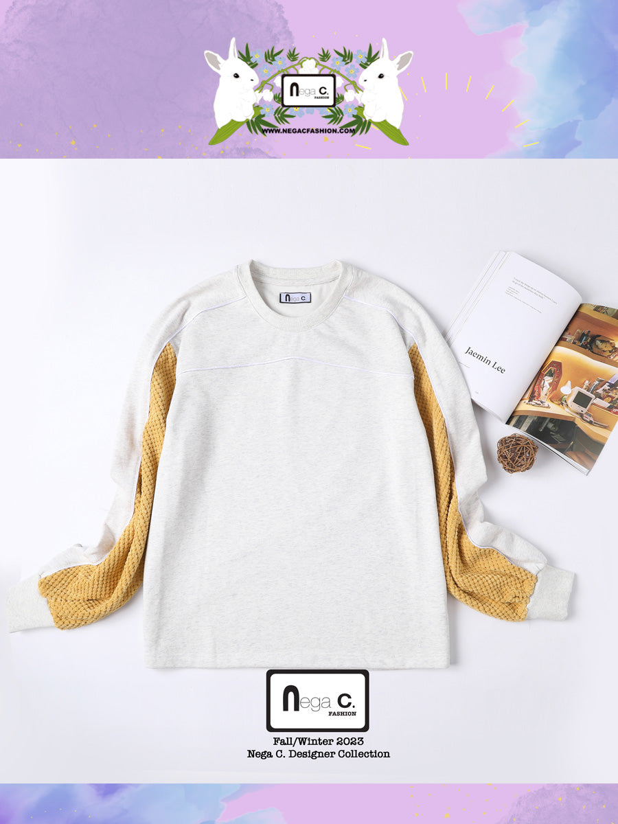 Nega CT03 ดีไซน์เฉพาะตัว | สไตล์เดียวกันสำหรับผู้ชายและผู้หญิง | เสื้อสเวตเตอร์ผ้าฝ้ายที่เหมาะกับผิว | สีเทาอ่อน