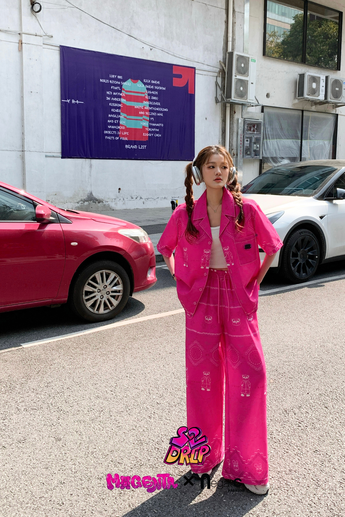 MxN S2 Magenta Bear Shirt + Trousers Set| Magenta|
