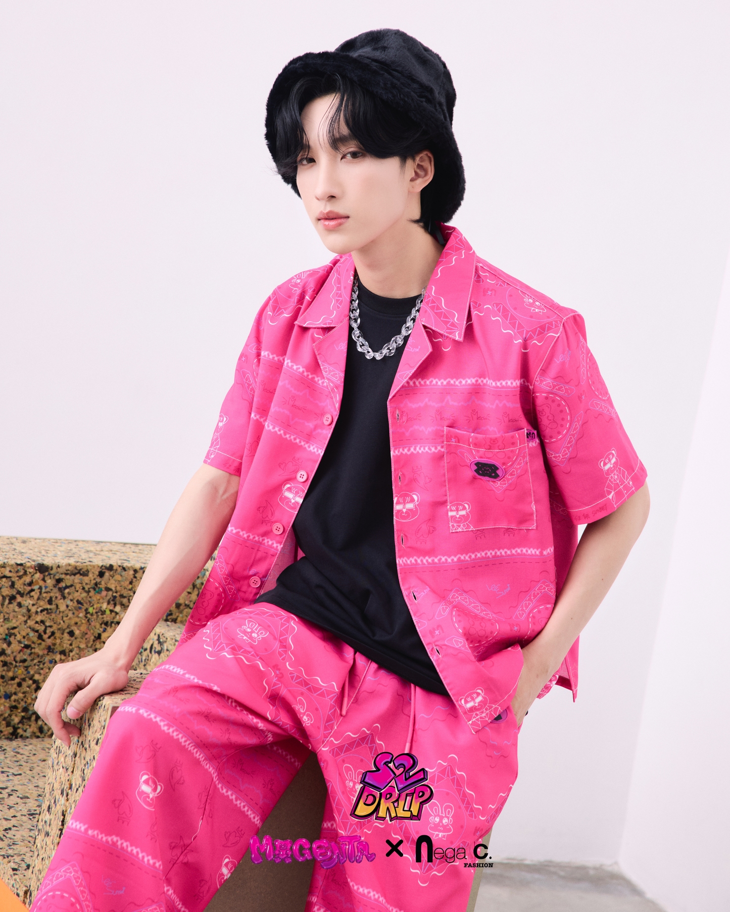 MxN S2 Magenta Bear Shirt + Trousers Set| Magenta|