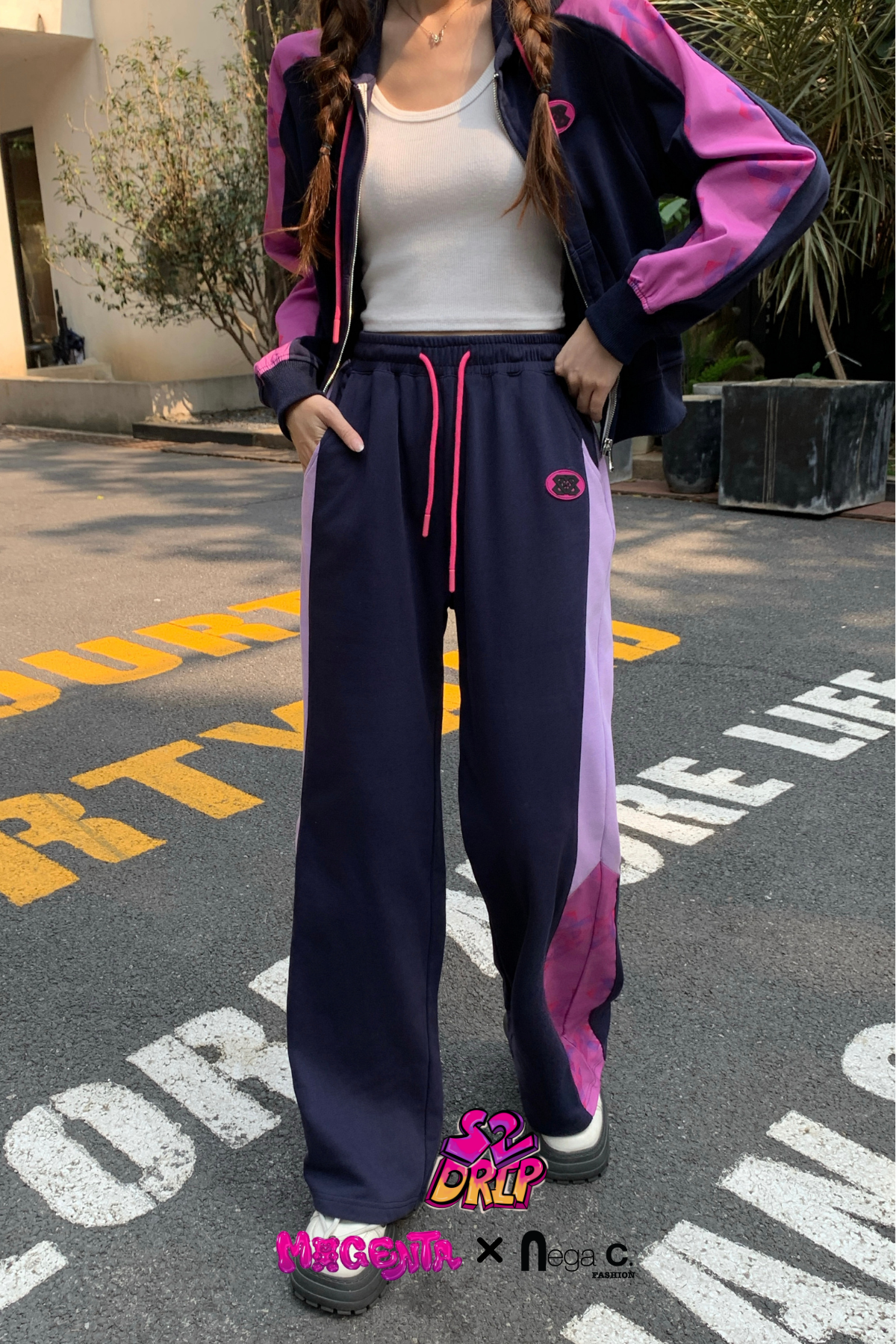 MxN fabric stitching Trousers|Navy|