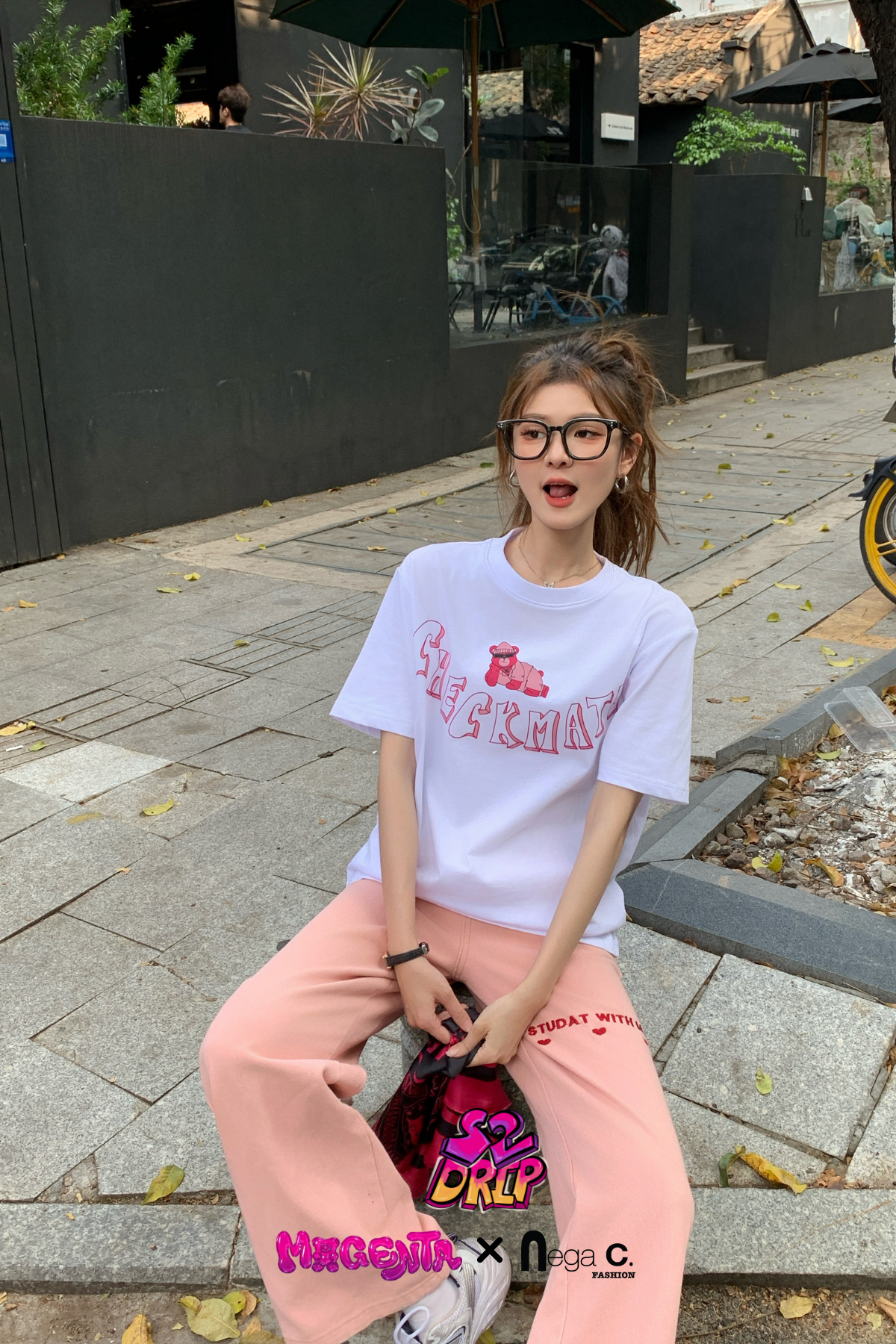 MxN S2 Magenta Bear "Checkmate" T-shirt| White|