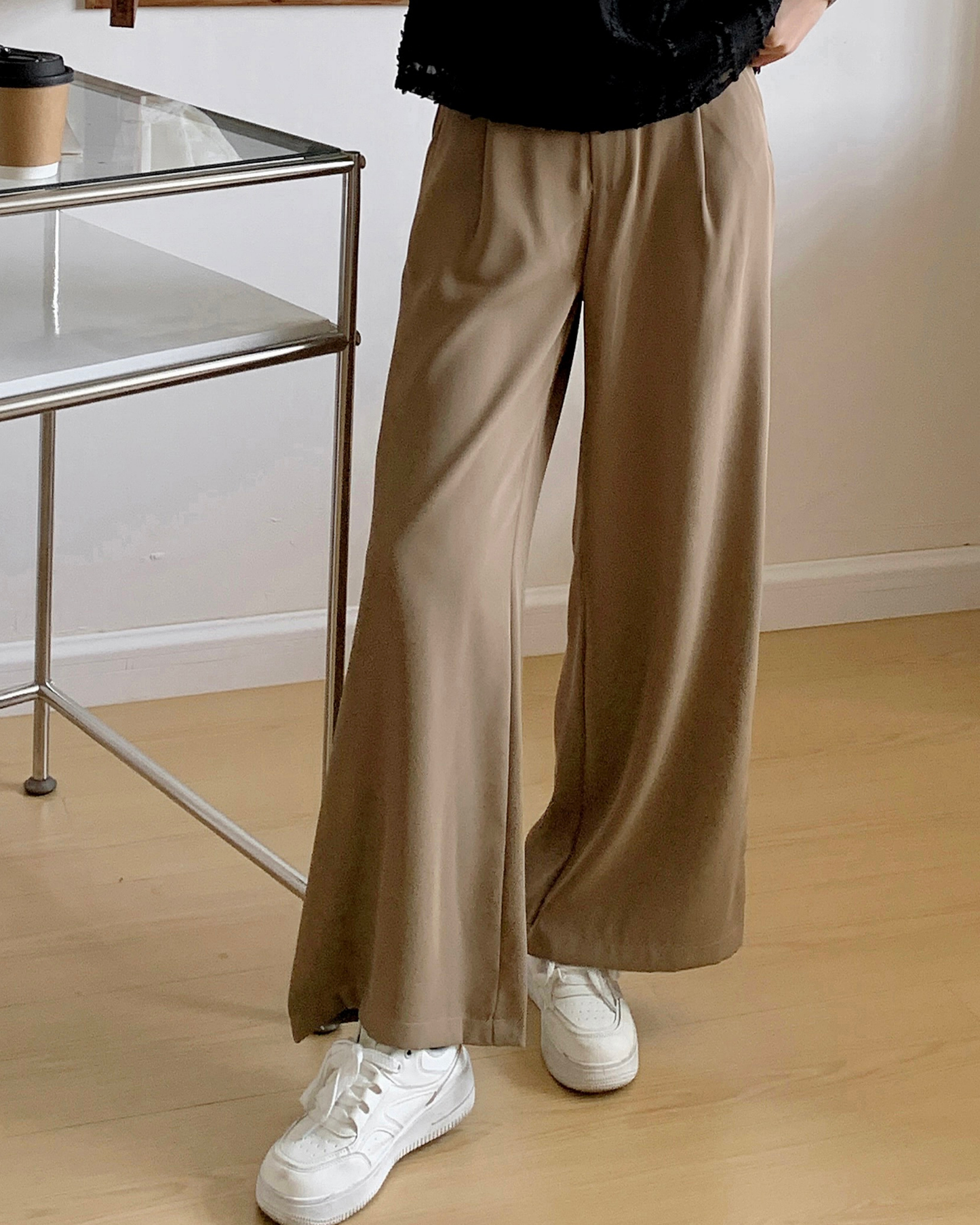|初秋新品2件75折| 寬腿西褲| 深卡色| 無彈|垂感| 後腰橡筋