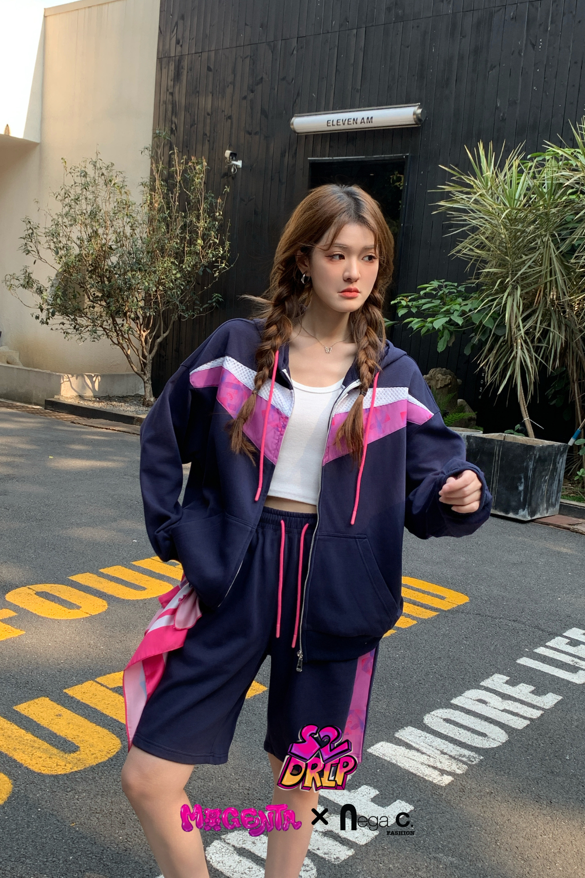 MxN fabric stitching Shorts|Navy|