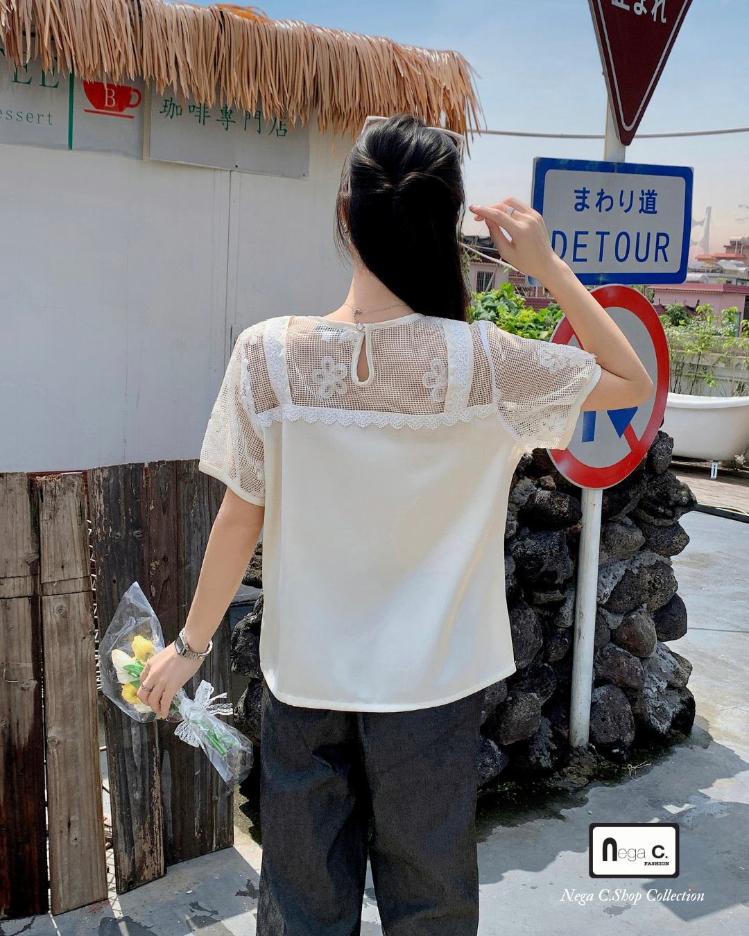 |初秋新品2件75折| 優雅蕾絲拼接上衣|米色|無裡襯|無彈