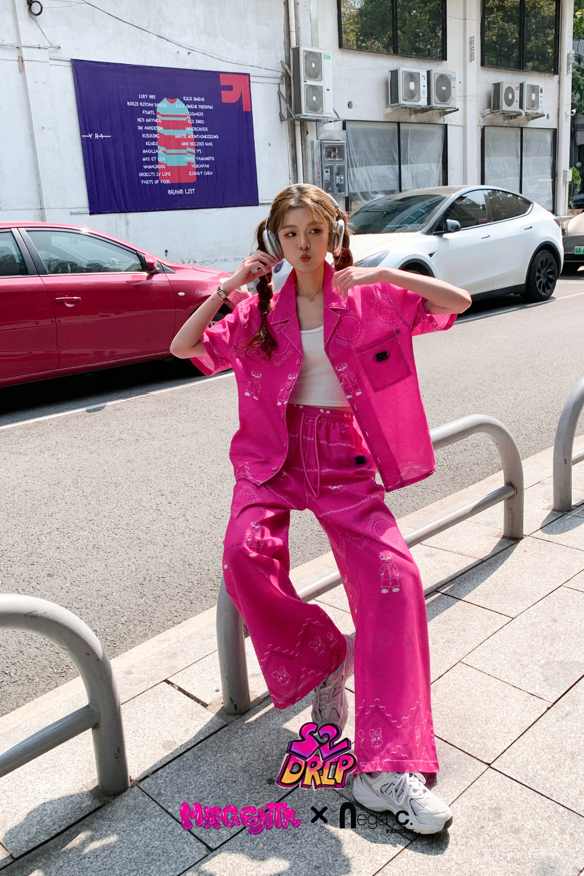 MxN S2 Magenta Bear Shirt + Trousers Set| Magenta|