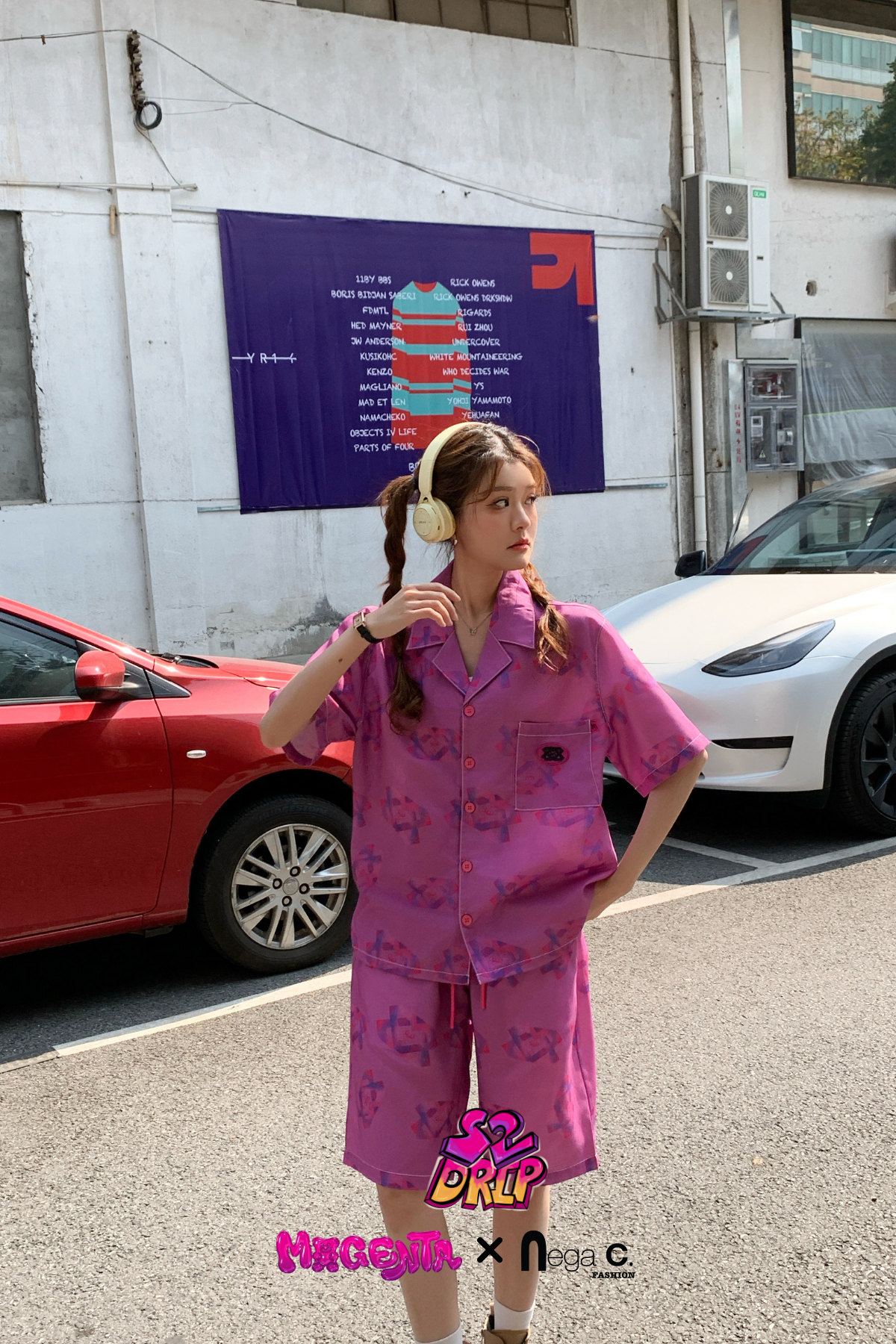 MxN S2 Magenta Bear Shirt + Shorts Set|Purple|