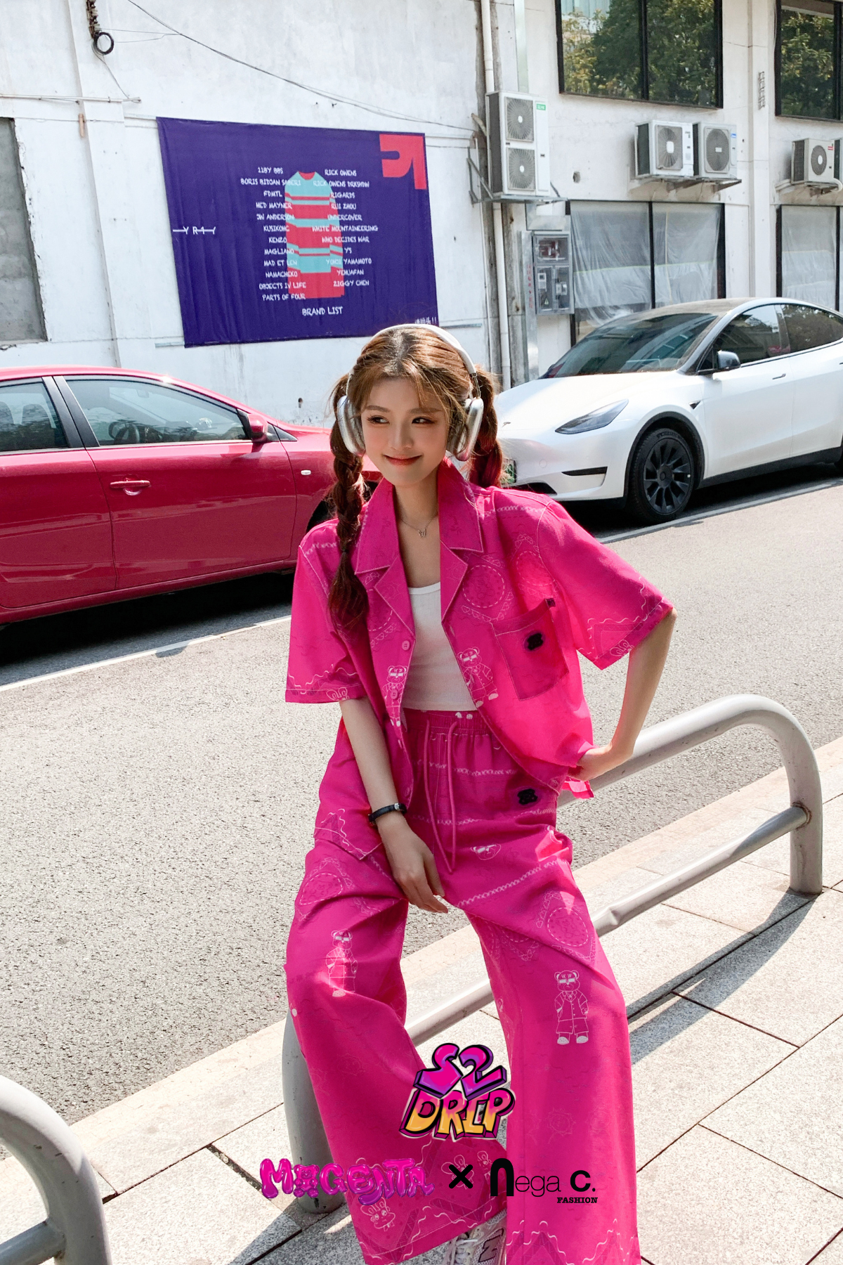 MxN S2 Magenta Bear Shirt + Trousers Set| Magenta|