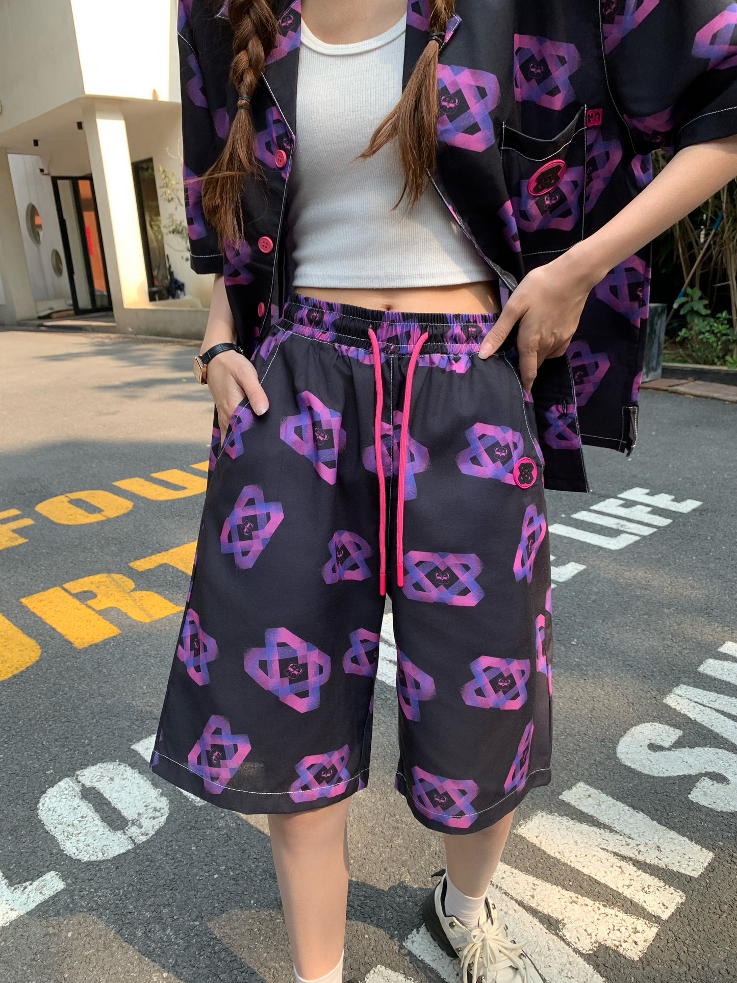 MxN S2 Magenta Bear Shirt + Shorts Set| Black|
