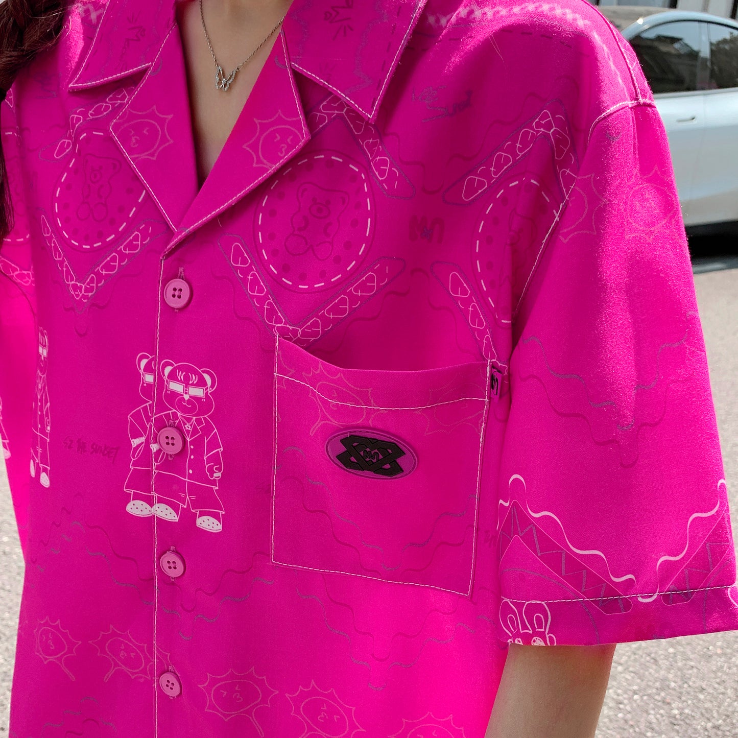 MxN S2 Magenta Bear Shirt + Trousers Set| Magenta|