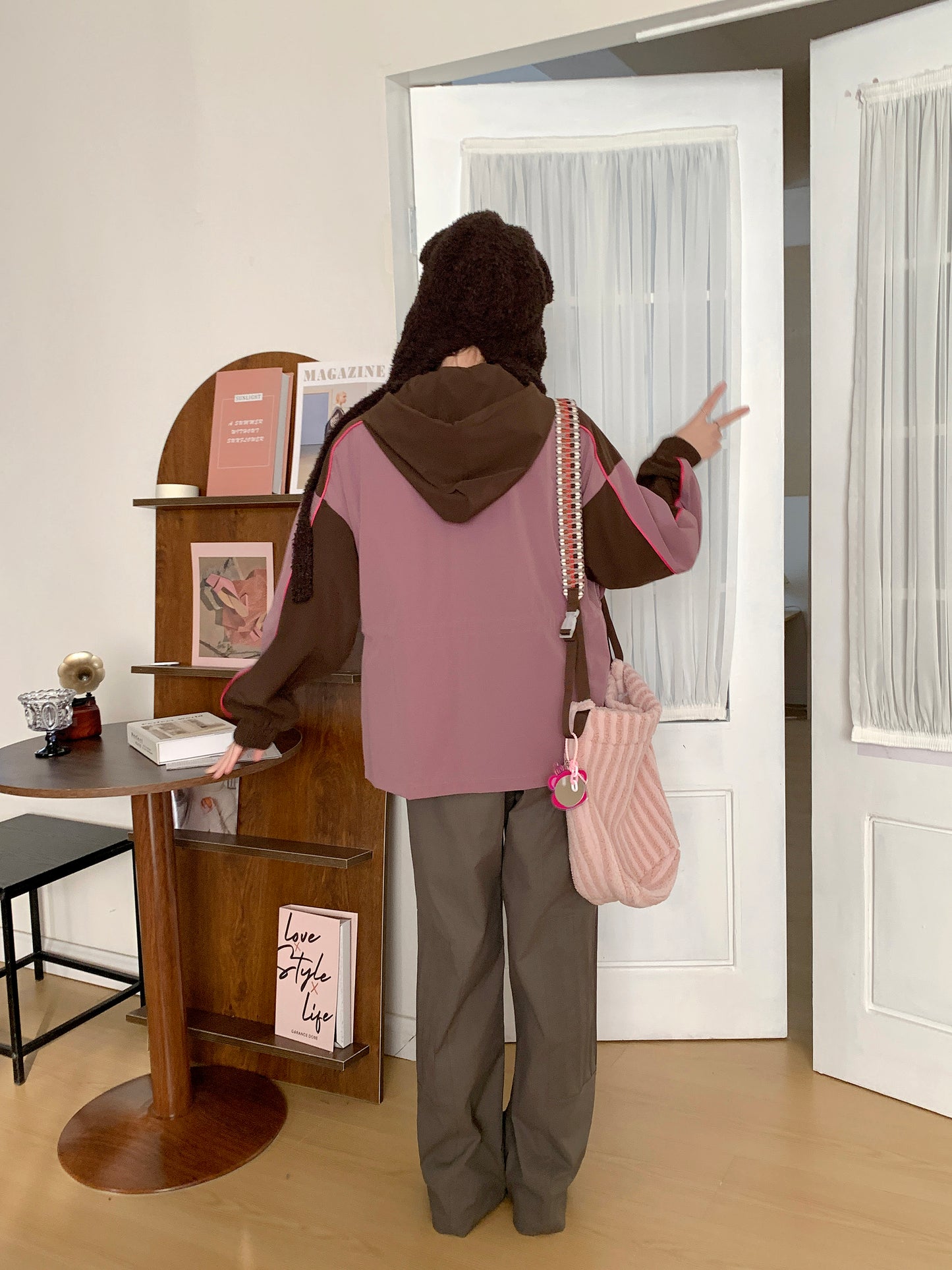 MXN Straight leg cut trousers with sewing lines design| Elastic| Green