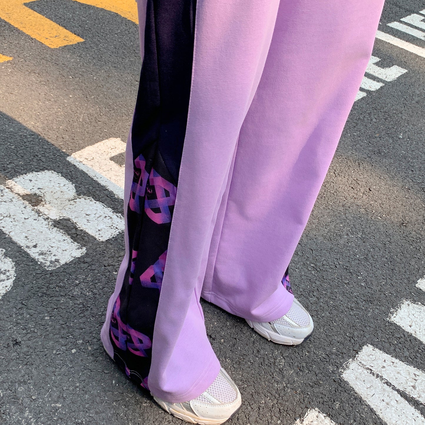 MxN fabric stitching Trousers|Purple|