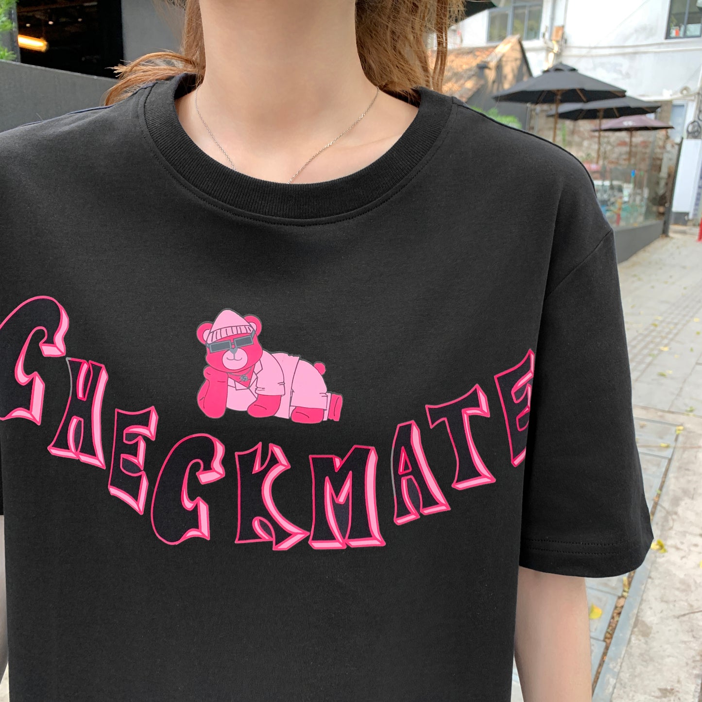 MxN S2 Magenta Bear "Checkmate" T-shirt| Black|