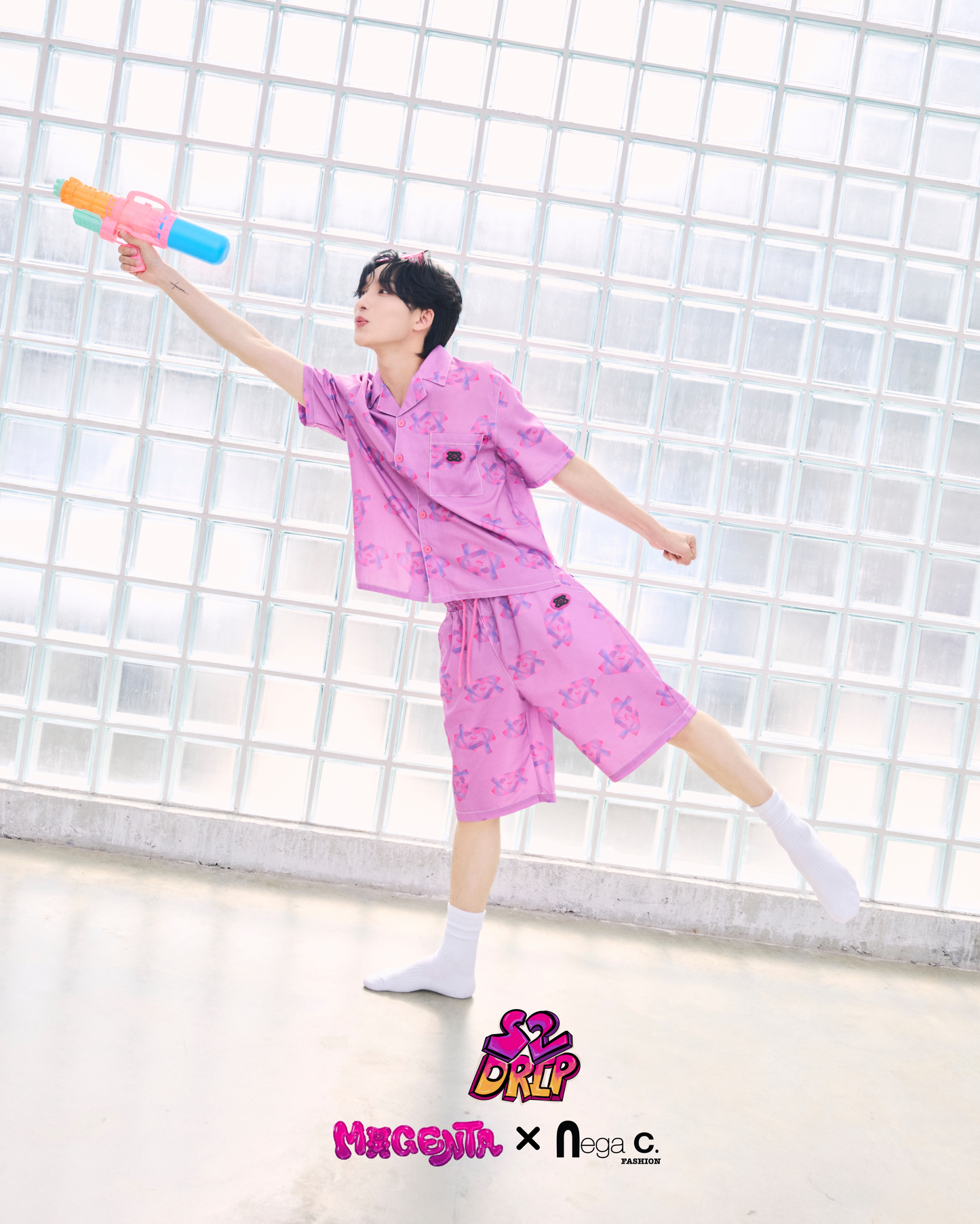 MxN S2 Magenta Bear Shirt + Shorts Set|Purple|