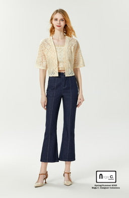Nega C. เสื้อสายเดี่ยวลูกไม้ + เสื้อแจ็คเก็ตทูพีซ | สีแอปริคอท | มีซับใน