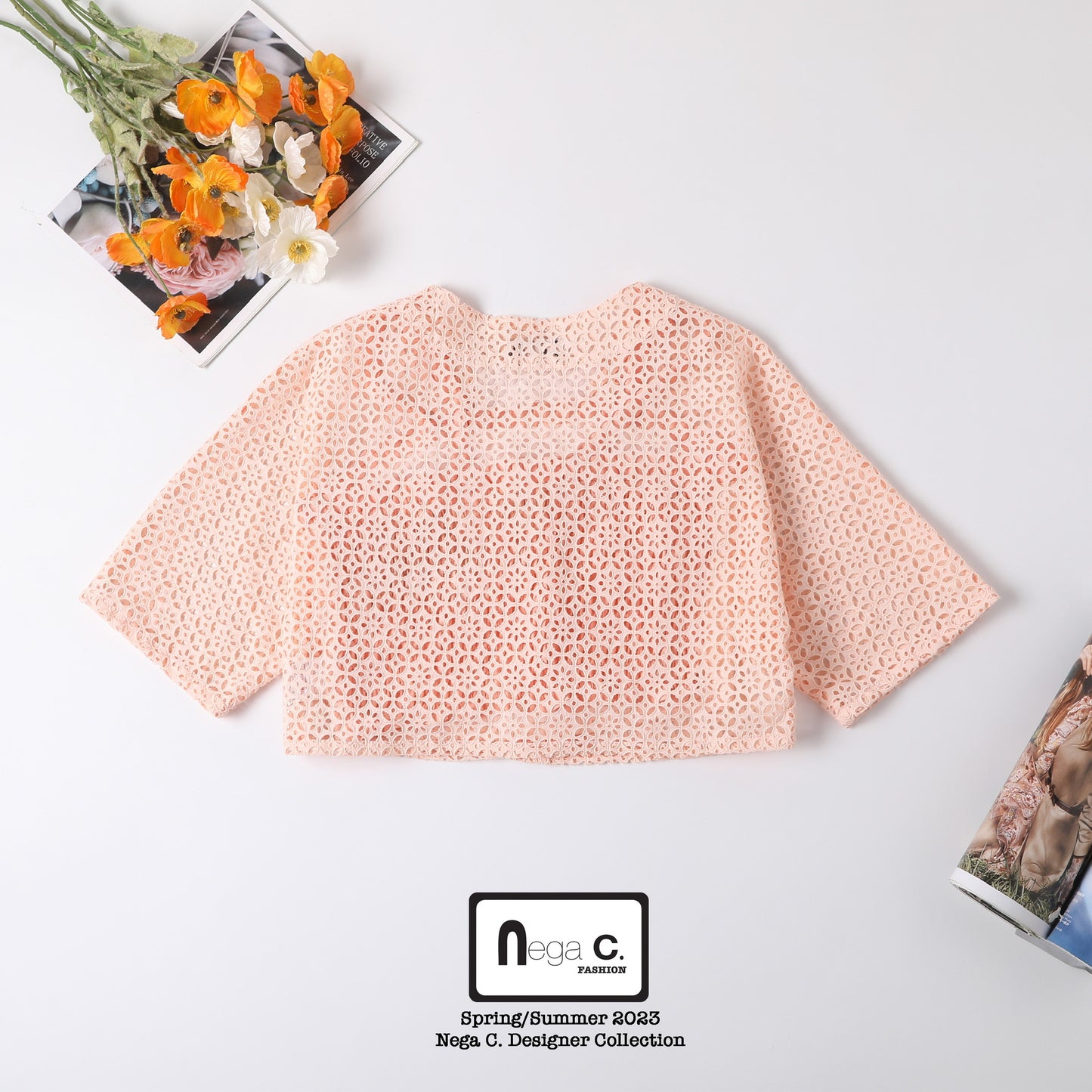 Nega C. Lace Camisole + Jacket Two-piece Set | สีชมพู | มีซับใน