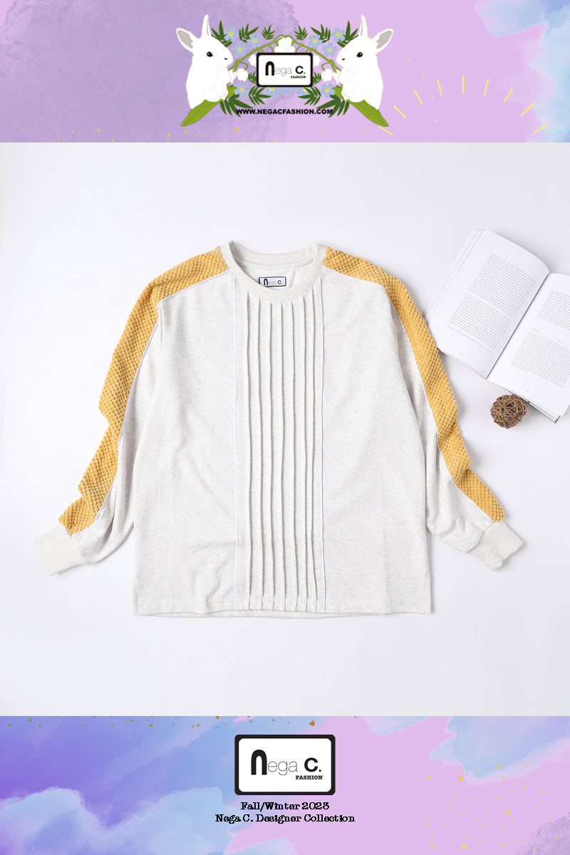 Nega CT04 ดีไซน์เฉพาะตัว | สไตล์เดียวกันสำหรับผู้ชายและผู้หญิง | เสื้อสเวตเตอร์ผ้าฝ้ายที่เหมาะกับผิว | สีเทาอ่อน