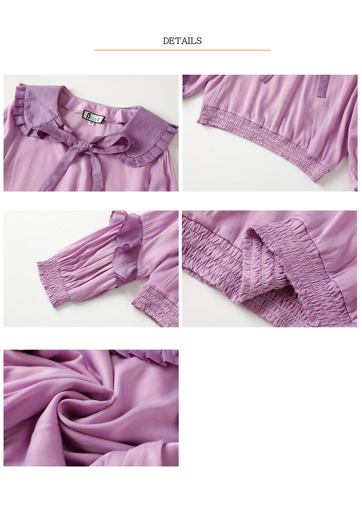 Nega C. เสื้อคอกลมพับจีบ |สีชมพู|