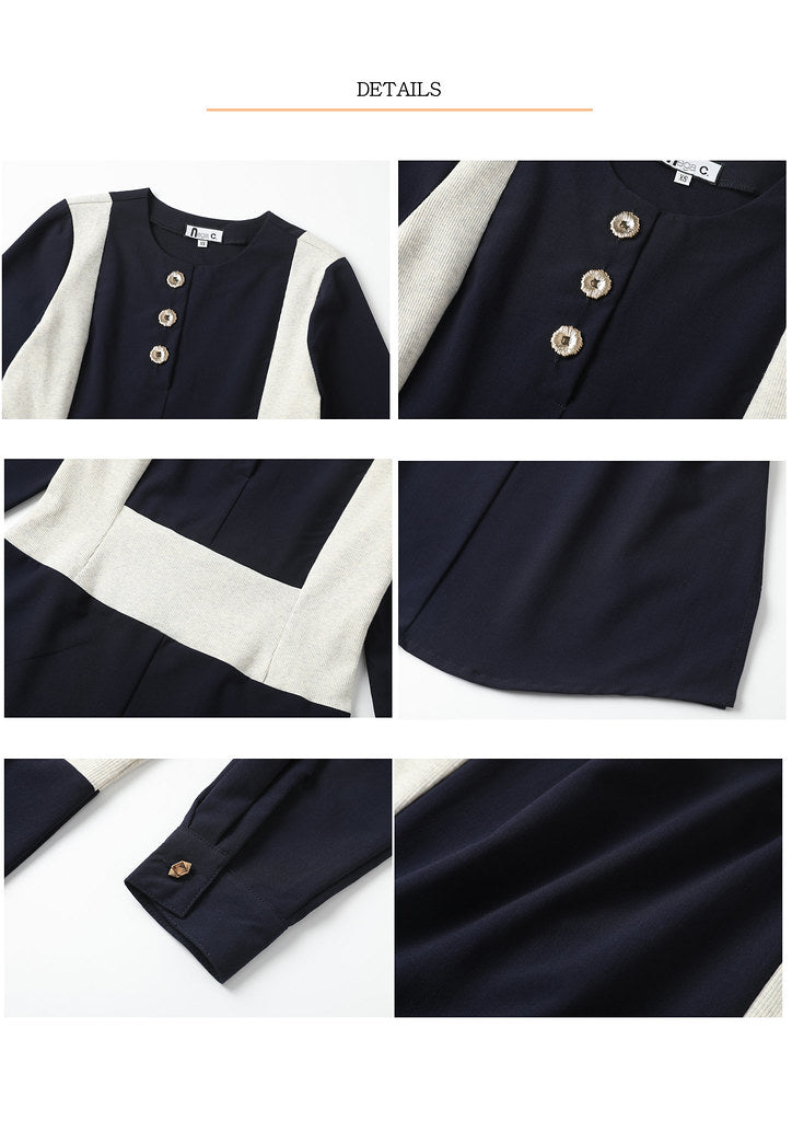 Nega C. Spliced คอกลมยาวปานกลาง | สีน้ำเงินเข้ม | ยืดเล็กน้อย | ไม่มีซับใน