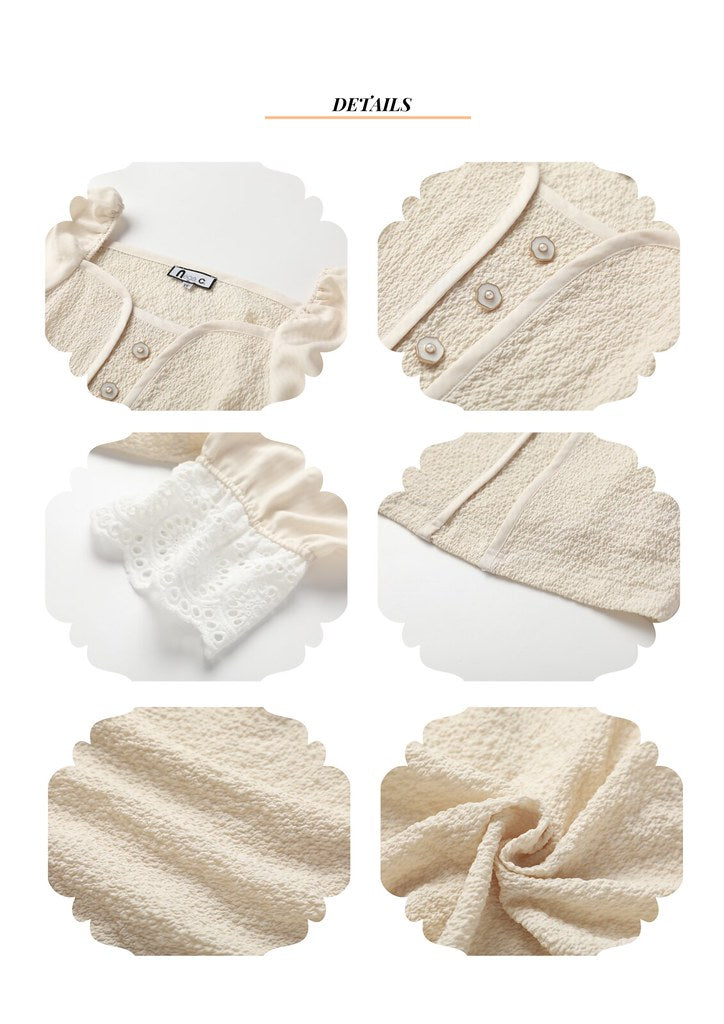 Nega C. เสื้อแขนพัฟคอ Sweetheart|สีแอปริคอท|ไม่มีซับใน