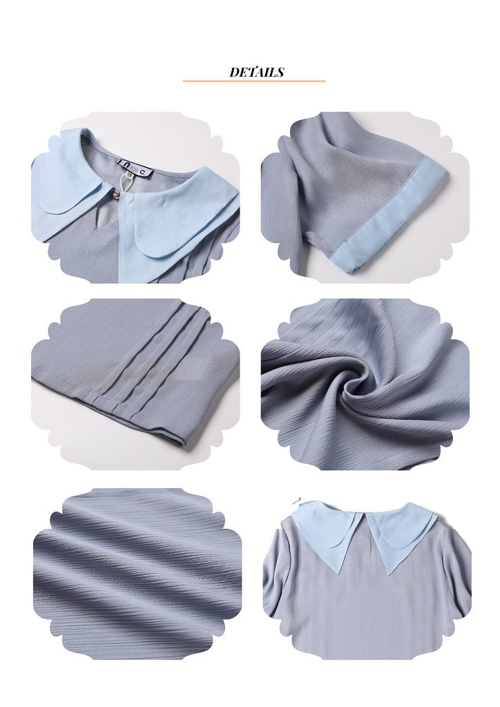 Nega C. 優雅雙領襯衫|淺藍色|無裡襯