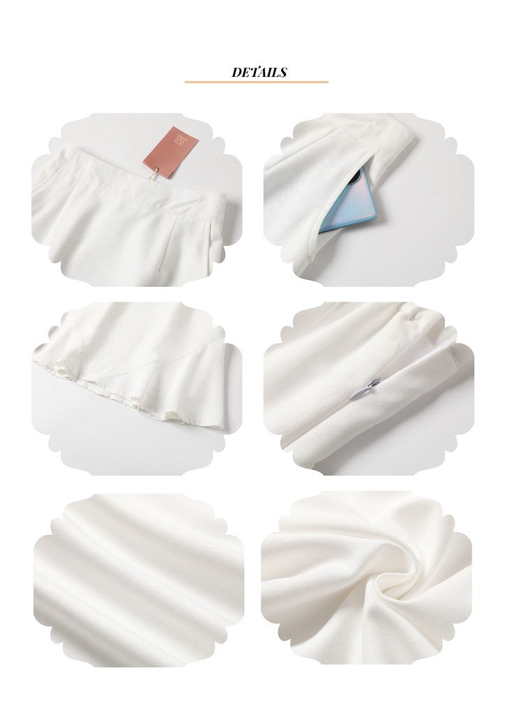 Nega C. กระโปรง Midi Ruffle Hem เรียบหรู |สีขาว | มีซับใน