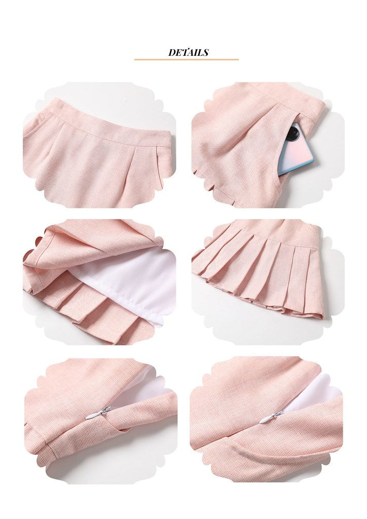 Nega C. มินิสเกิร์ตจับจีบสไตล์หวานน่ารัก |สีชมพู | มีซับใน