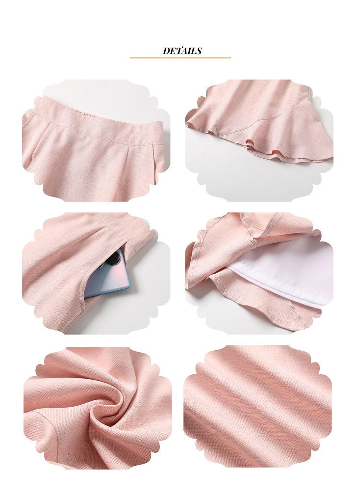 Nega C. กระโปรง Midi Ruffle Hem เรียบหรู | สีชมพู | มีซับใน