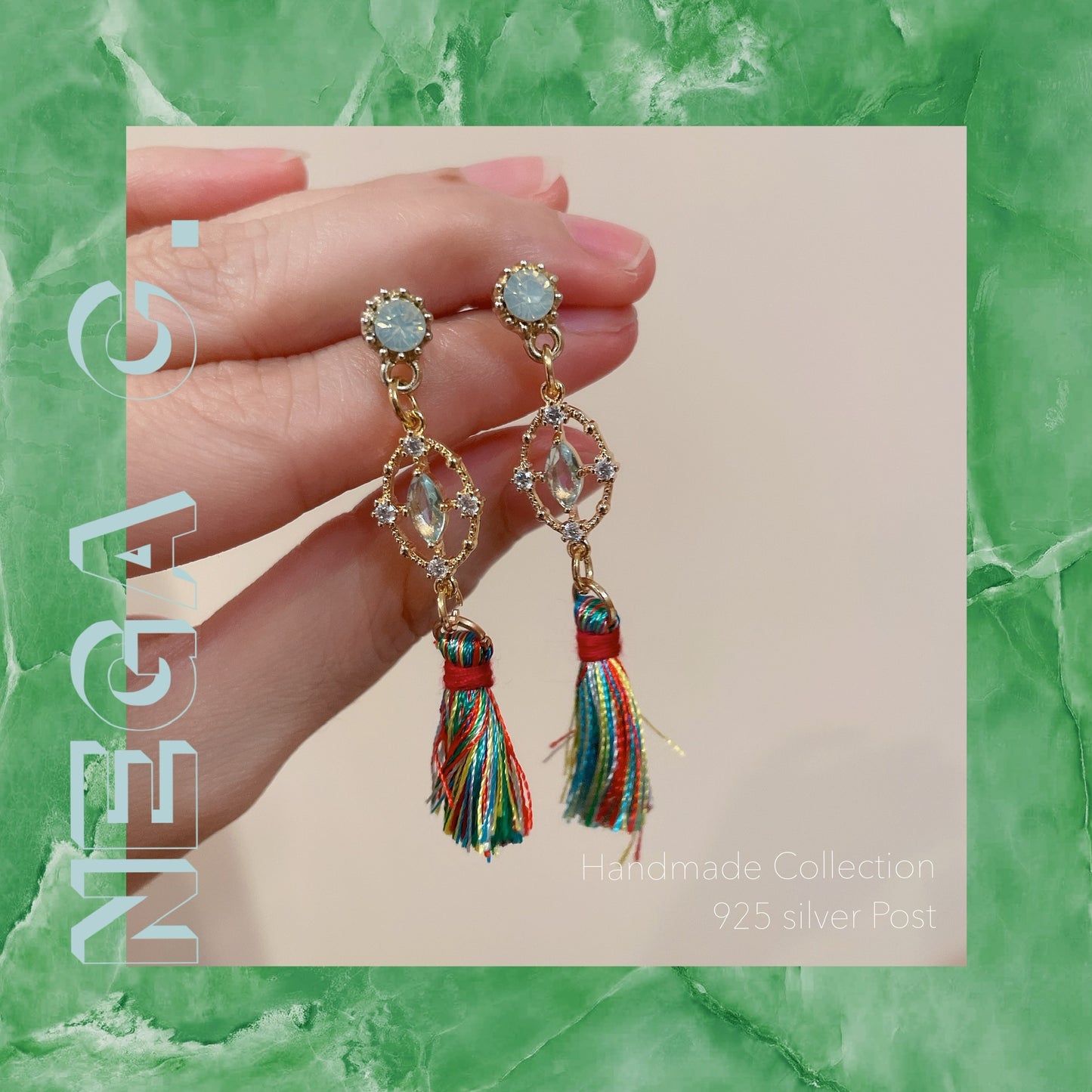 NC ACC 彩色流蘇蛋糕石耳環