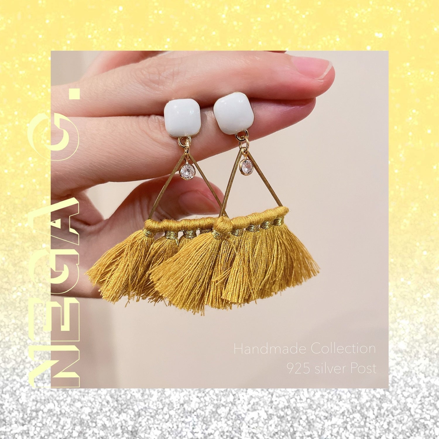 NC ACC 復古三角流蘇手工耳環-Nega C. Fashion Shop-acc, earrings