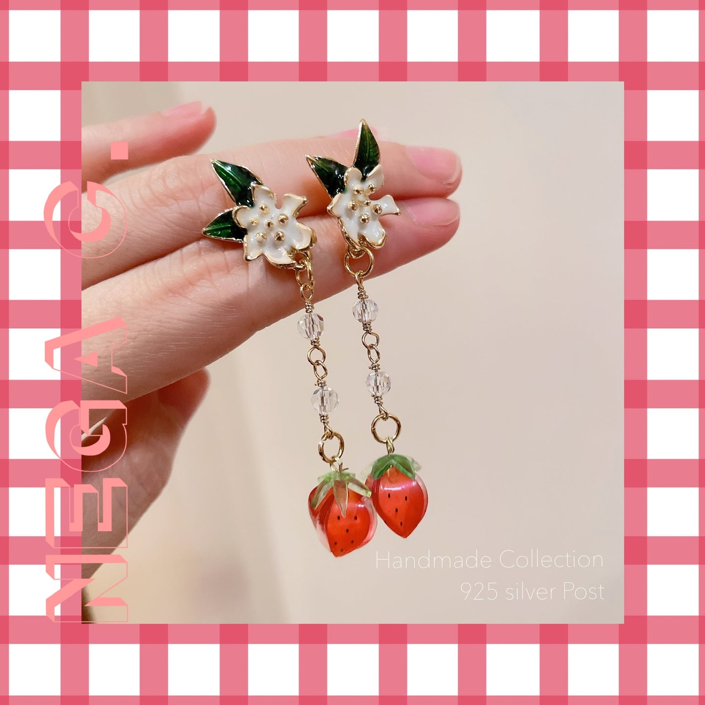 NC ACC 小清新花花草莓耳環