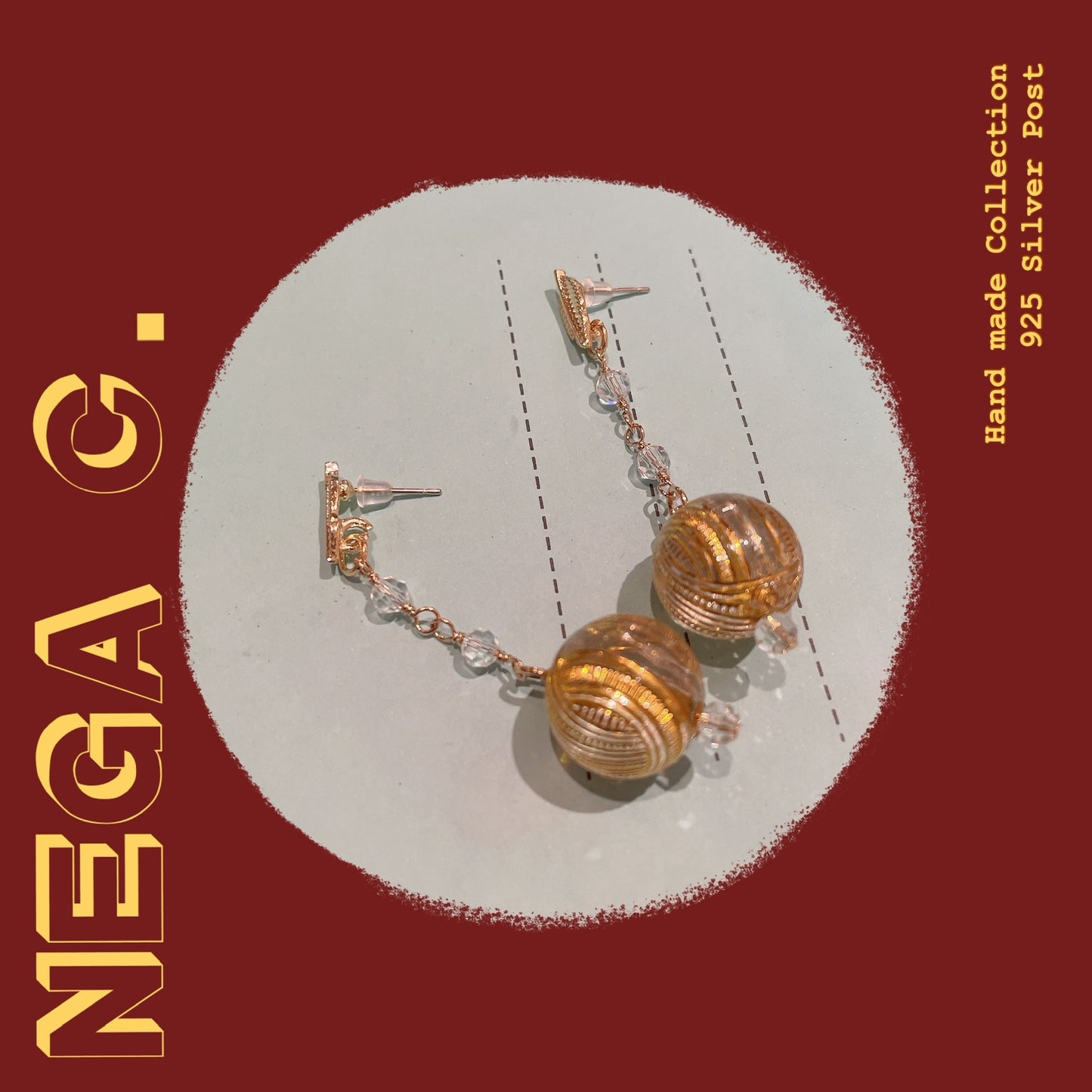 NC ACC 復古金葉紋路耳環