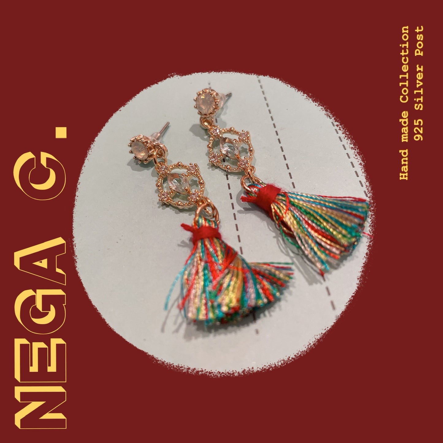 NC ACC 彩色流蘇蛋糕石耳環