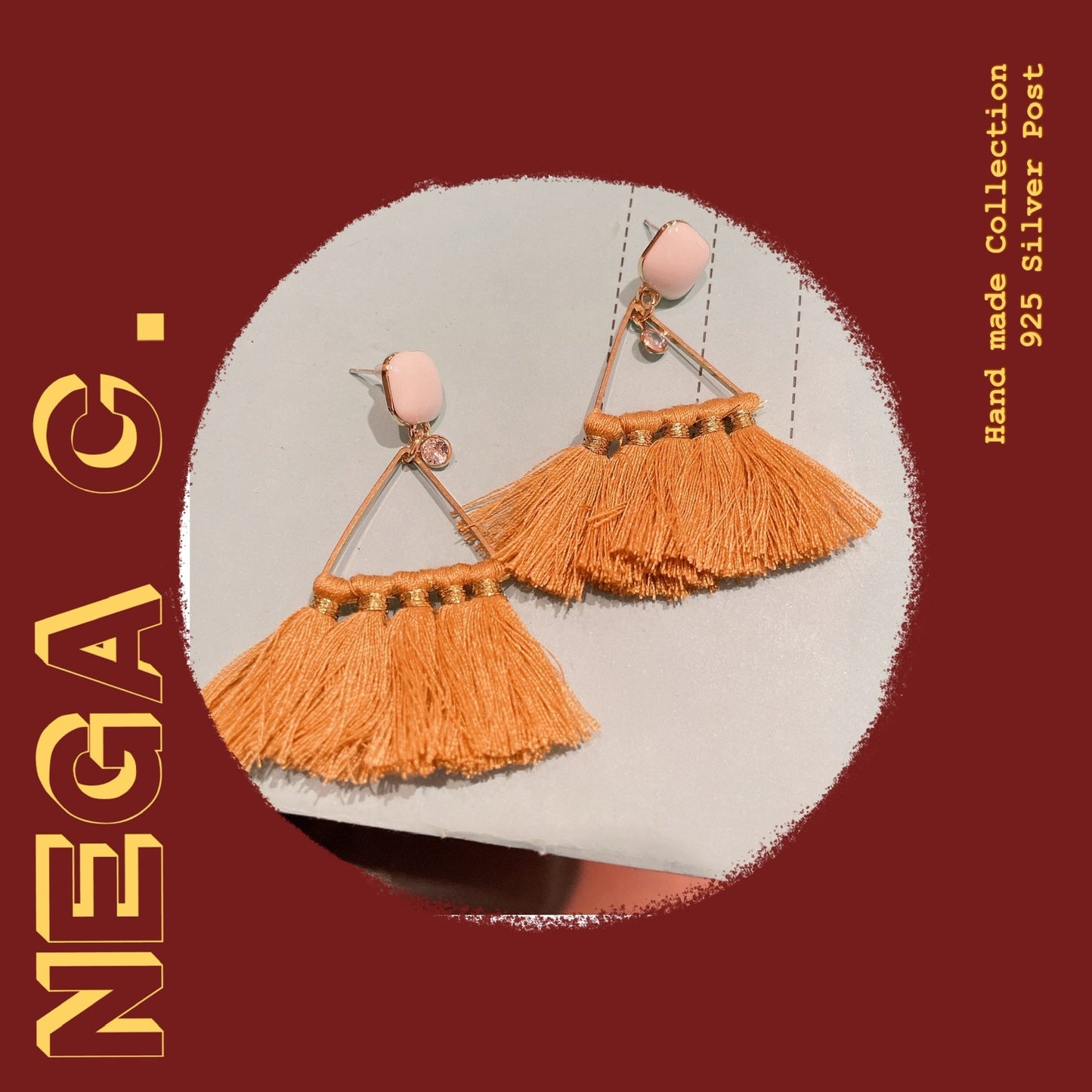 NC ACC 復古三角流蘇手工耳環-Nega C. Fashion Shop-acc, earrings