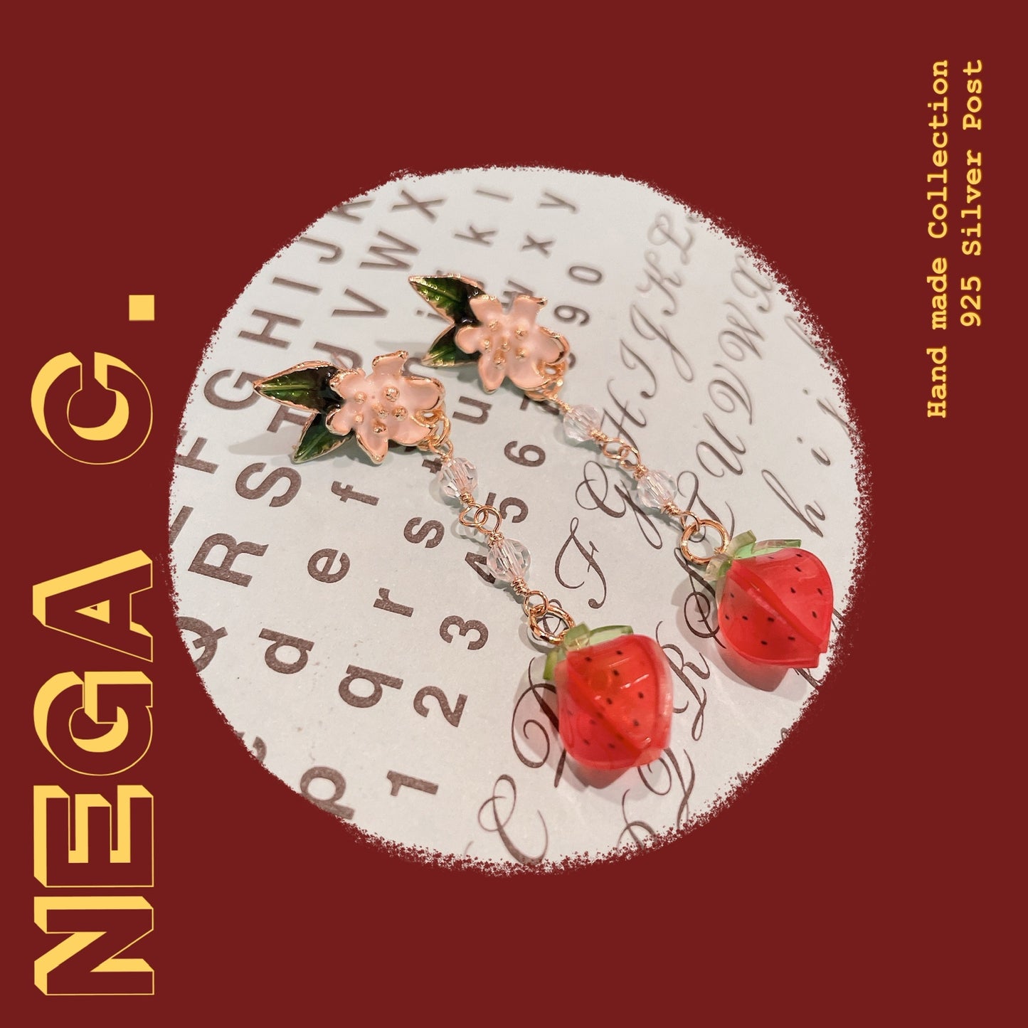 NC ACC 小清新花花草莓耳環