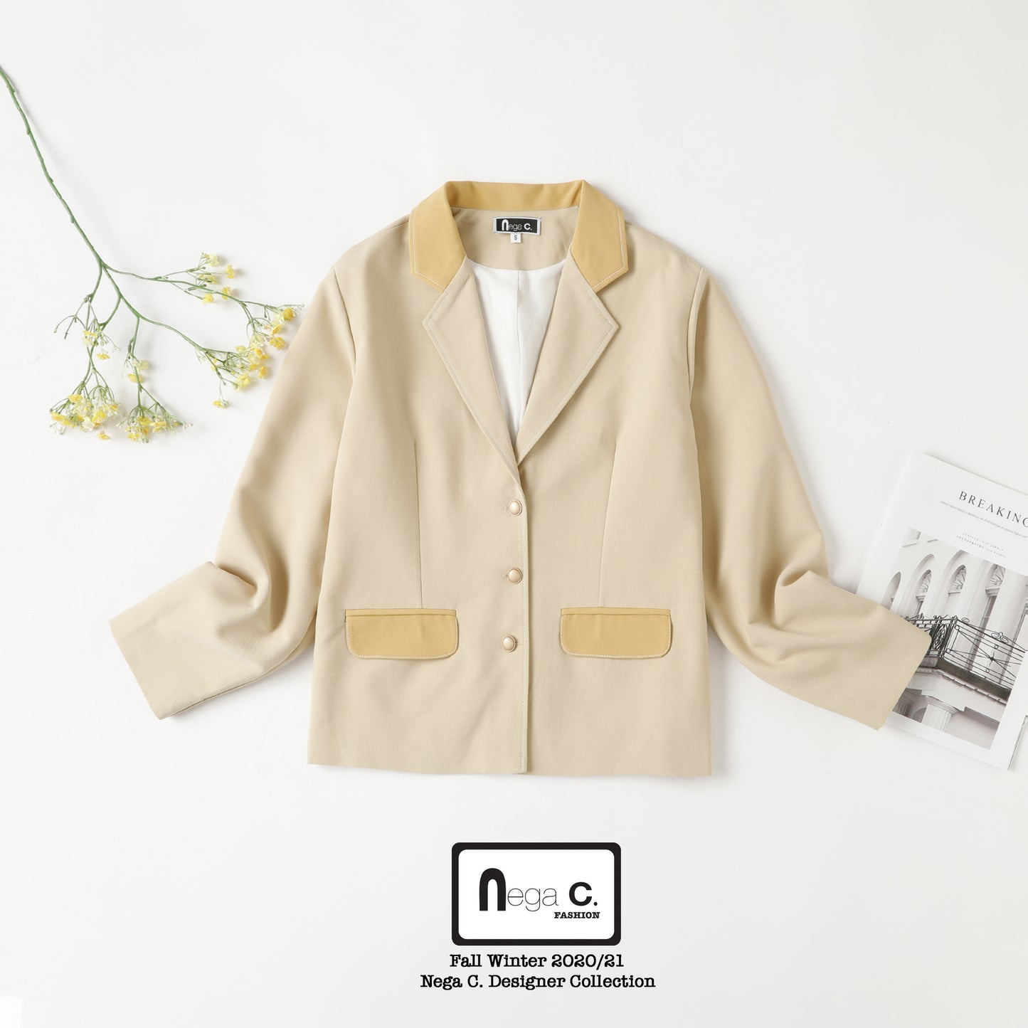 Nega C. เบลเซอร์บล็อกสีอเนกประสงค์|สีคาร์ดินัลอ่อน|
