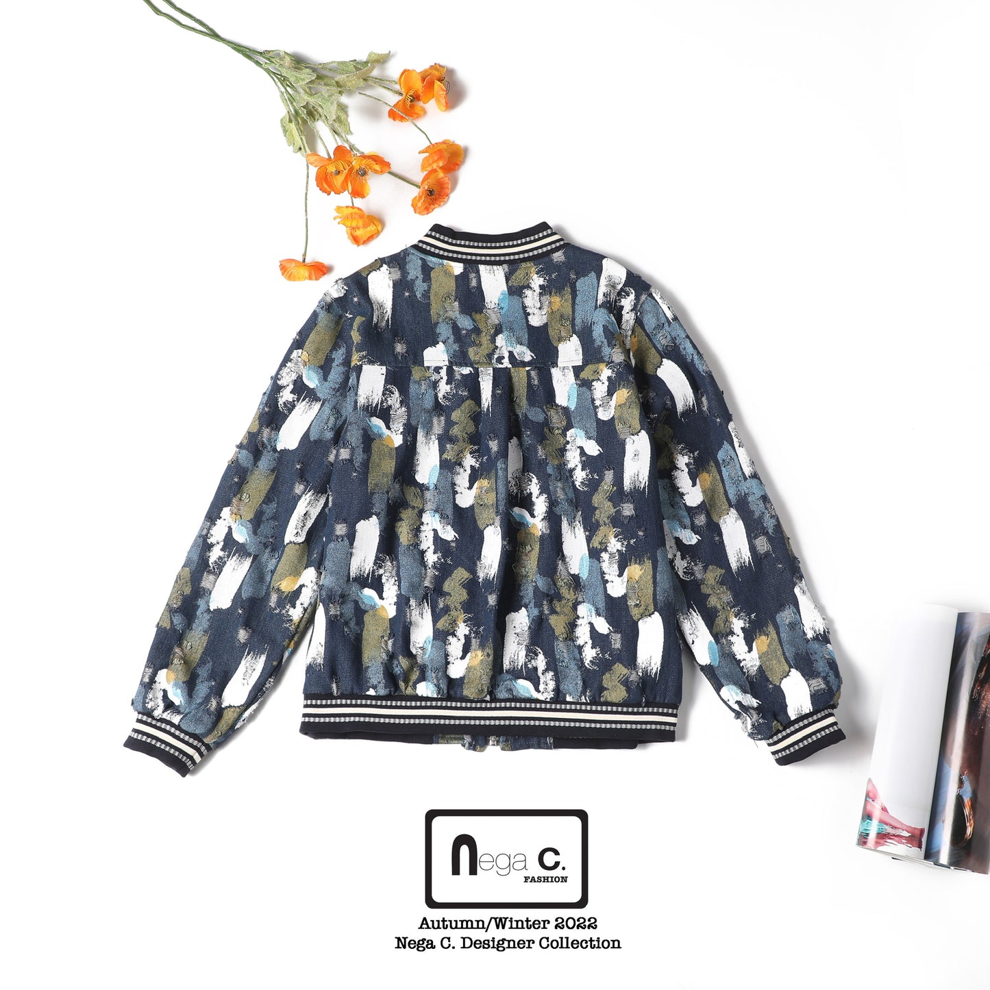 Nega C. แจ็คเก็ตยีนส์สีสันสดใส | สีน้ำเงินยีนส์ | ไม่ยืด | ไม่มีซับใน