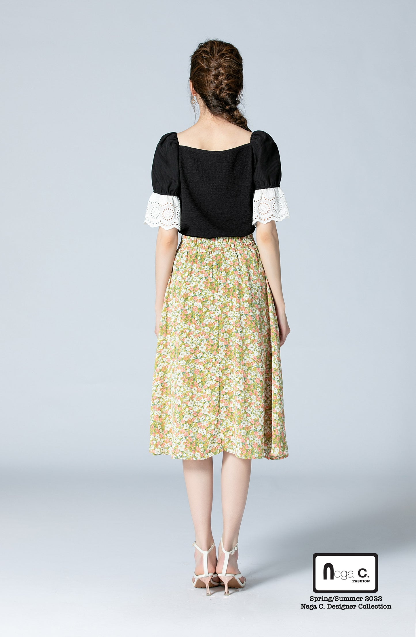 Nega C. เสื้อแขนพองคอ Sweetheart | สีดำ | ไม่มีซับใน