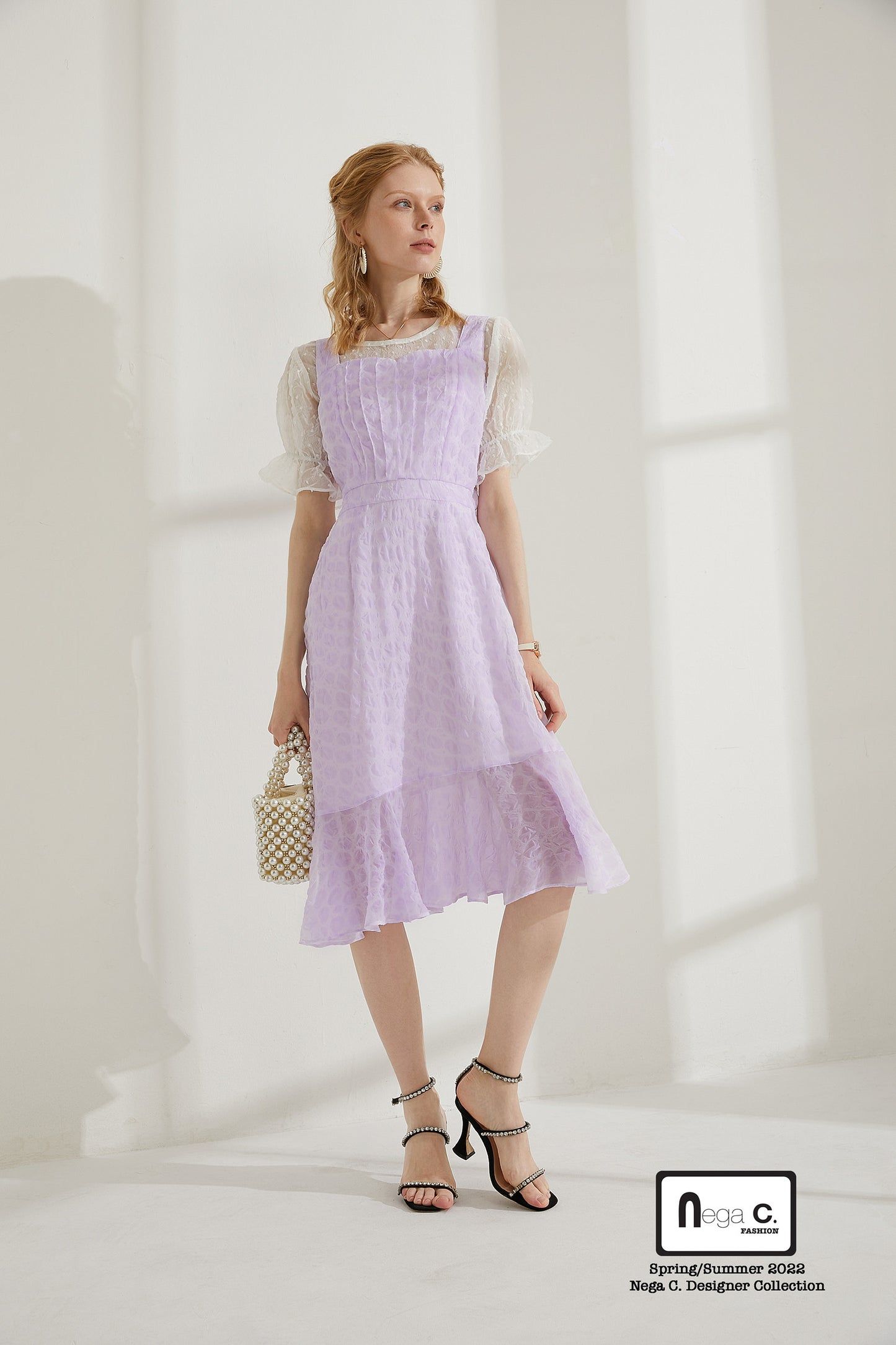 Nega C. Sweetheart Neck Slip Dress|สีม่วง|มีซับใน