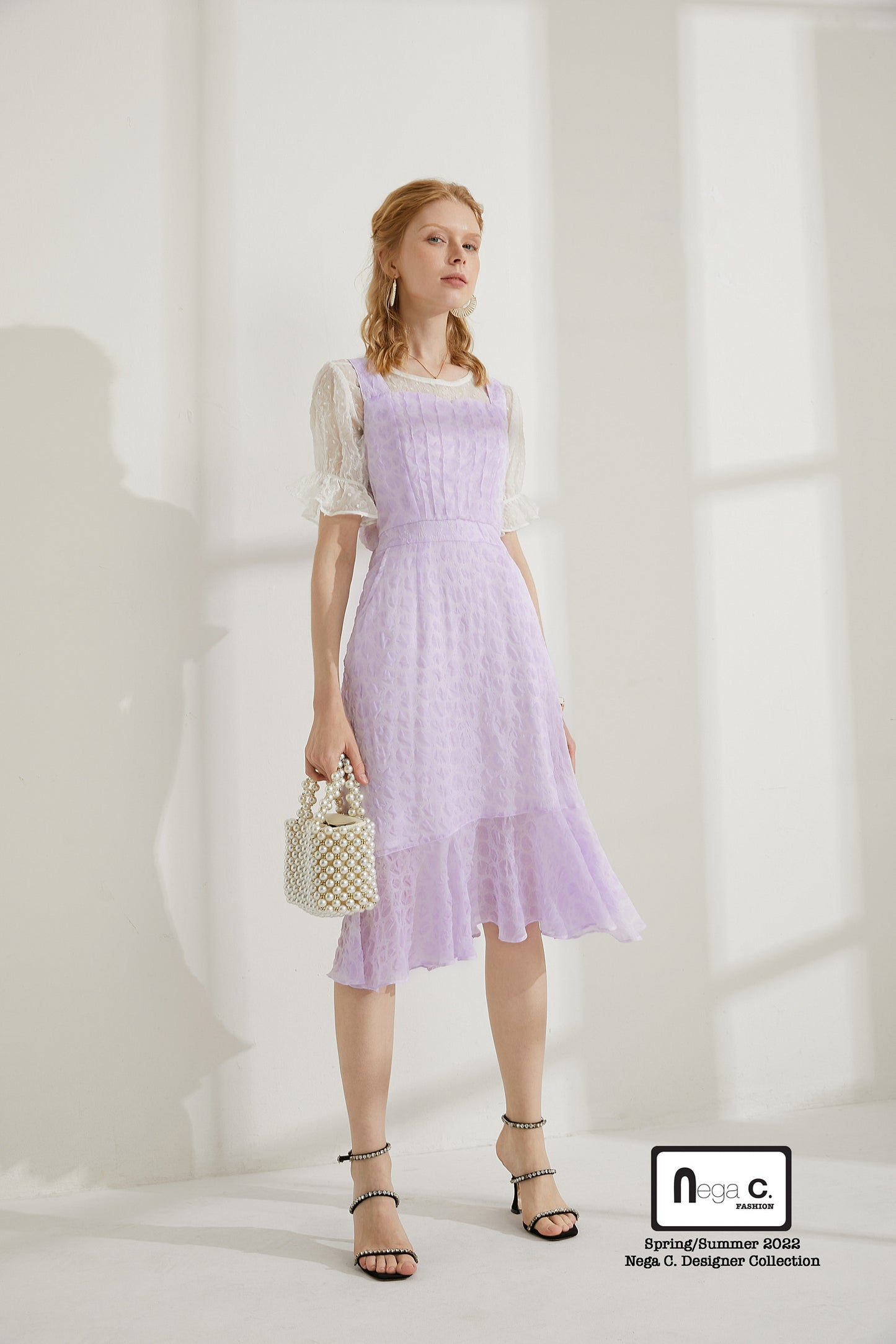 Nega C. Sweetheart Neck Slip Dress|สีม่วง|มีซับใน