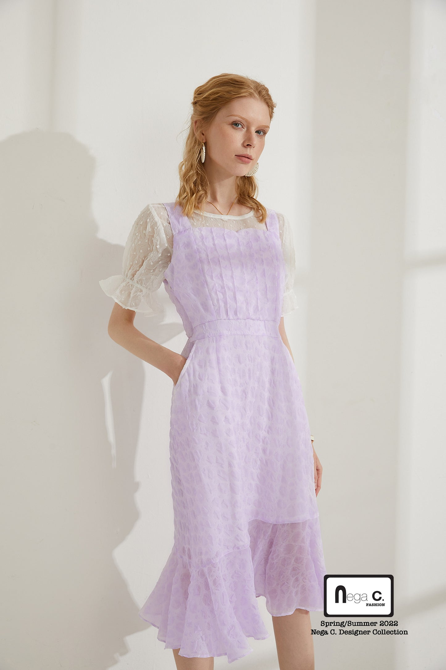 Nega C. Sweetheart Neck Slip Dress|สีม่วง|มีซับใน