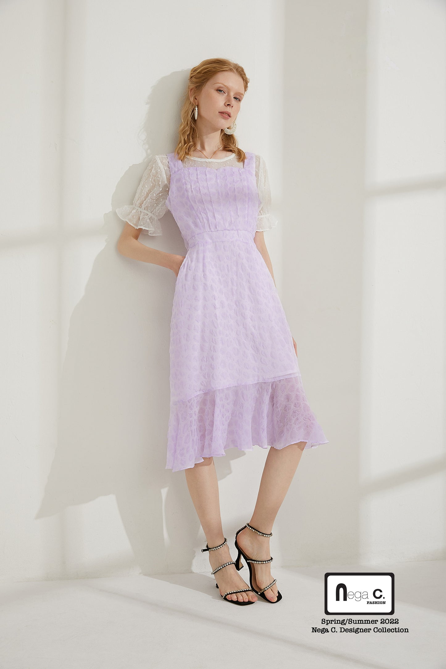 Nega C. Sweetheart Neck Slip Dress|สีม่วง|มีซับใน