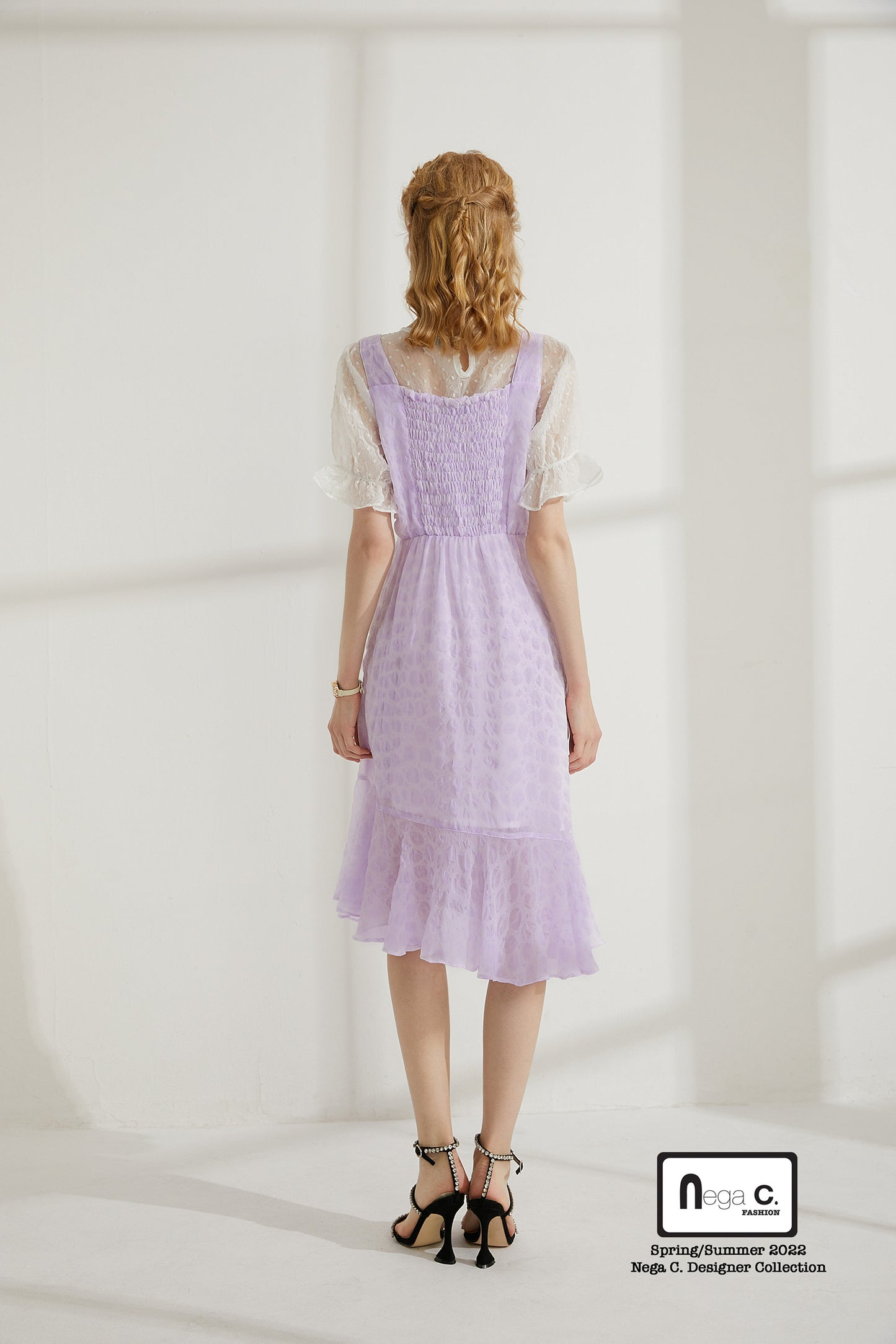 Nega C. Sweetheart Neck Slip Dress|สีม่วง|มีซับใน