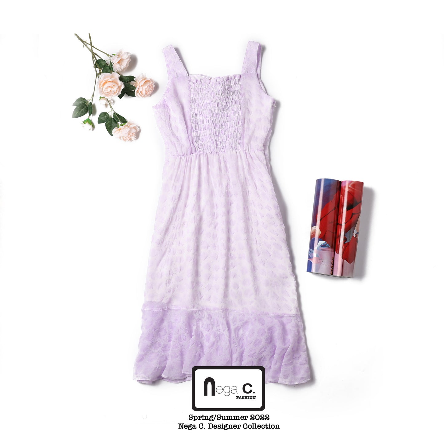 Nega C. Sweetheart Neck Slip Dress|สีม่วง|มีซับใน