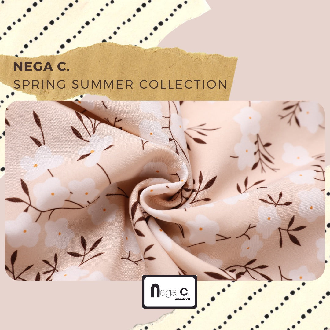 Nega C. กระโปรงพิมพ์ลาย|สีแอปริคอท|มีซับใน